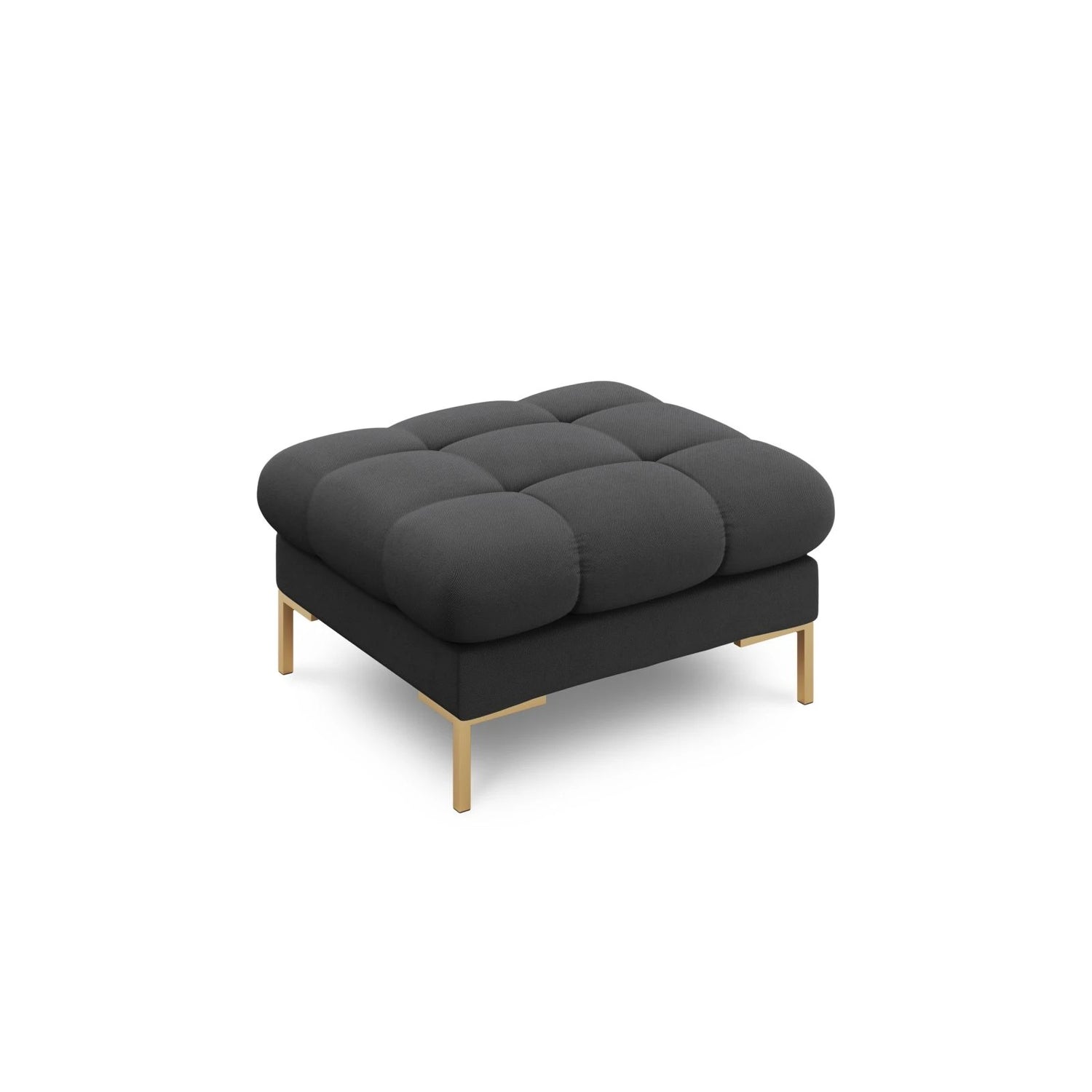 Mamaia Pouf, Beine Goldmetall, mit Bezug aus Strukturierter Stoff (Nev97) in Dunkelgrau, 60x60 cm – Bild 1