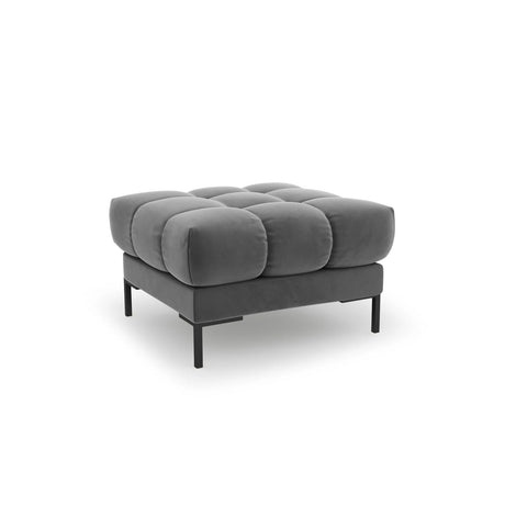 Mamaia Pouf, Metallbeine Schwarz, mit Bezug aus Samt (Blu13) in Hellgrau, 60x60 cm – Bild 1
