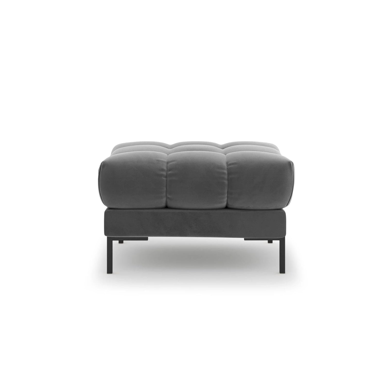 Mamaia Pouf, Metallbeine Schwarz, mit Bezug aus Samt (Blu13) in Hellgrau, 60x60 cm – Bild 4