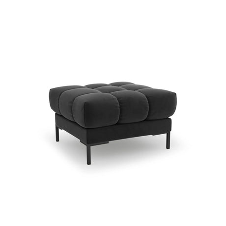 Mamaia Pouf, Metallbeine Schwarz, mit Bezug aus Samt (Blu18) in Dunkelgrau, 60x60 cm – Bild 1
