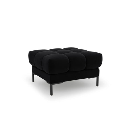 Mamaia Pouf, Metallbeine Schwarz, mit Bezug aus Samt (Blu19) in Schwarz, 60x60 cm – Bild 1