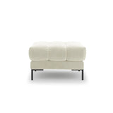 Mamaia Pouf, Metallbeine Schwarz, mit Bezug aus Samt (Blu22) in Leichtes Beige, 60x60 cm – Bild 4