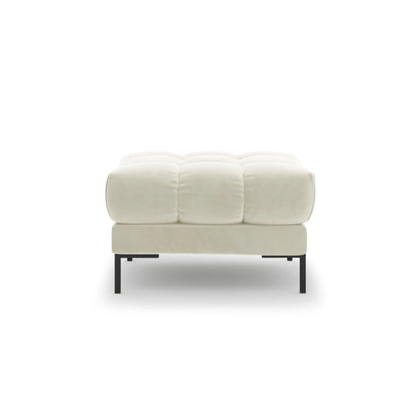 Mamaia Pouf, Metallbeine Schwarz, mit Bezug aus Samt (Blu22) in Leichtes Beige, 60x60 cm – Bild 4