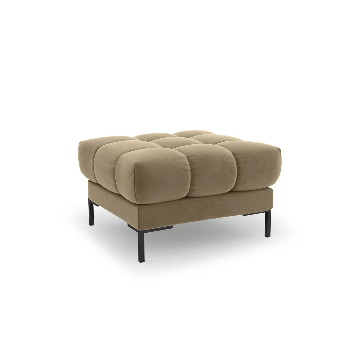 Mamaia Pouf, Metallbeine Schwarz, mit Bezug aus Samt (Blu28) in Beige, 60x60 cm – Bild 1