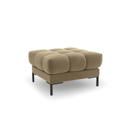 Mamaia Pouf, Metallbeine Schwarz, mit Bezug aus Samt (Blu28) in Beige, 60x60 cm – Bild 1