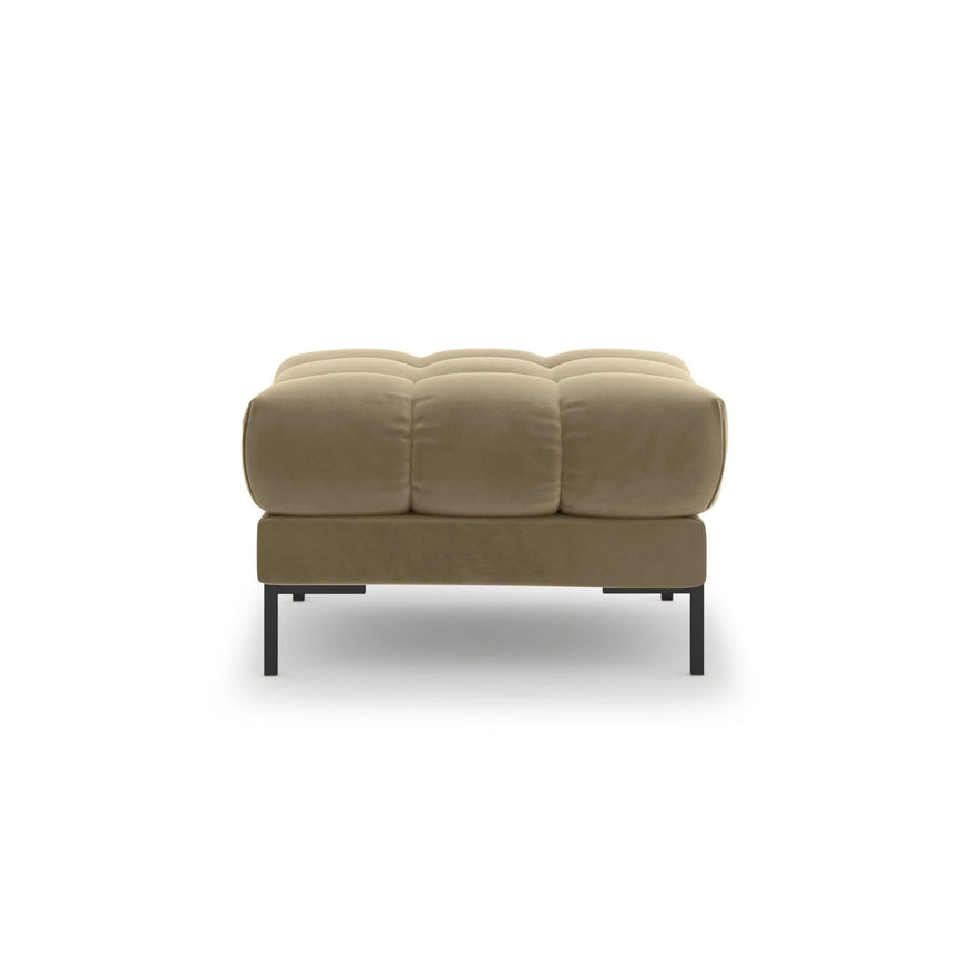 Mamaia Pouf, Metallbeine Schwarz, mit Bezug aus Samt (Blu28) in Beige, 60x60 cm – Bild 4