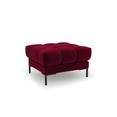 Mamaia Pouf, Metallbeine Schwarz, mit Bezug aus Samt (Blu59) in Rot, 60x60 cm – Bild 1