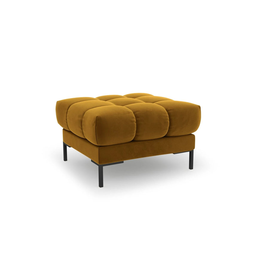 Mamaia Pouf, Metallbeine Schwarz, mit Bezug aus Samt (Blu68) in Gelb, 60x60 cm – Bild 1