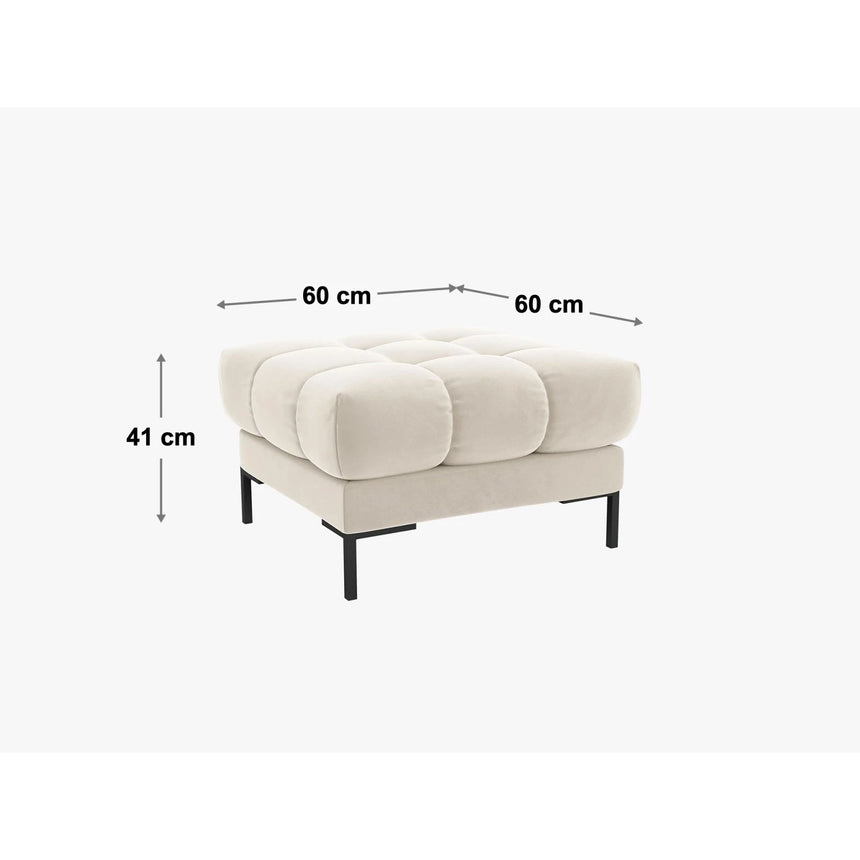 Mamaia Pouf, Metallbeine Schwarz, mit Bezug aus Samt (Blu68) in Gelb, 60x60 cm – Bild 3