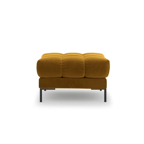 Mamaia Pouf, Metallbeine Schwarz, mit Bezug aus Samt (Blu68) in Gelb, 60x60 cm – Bild 4