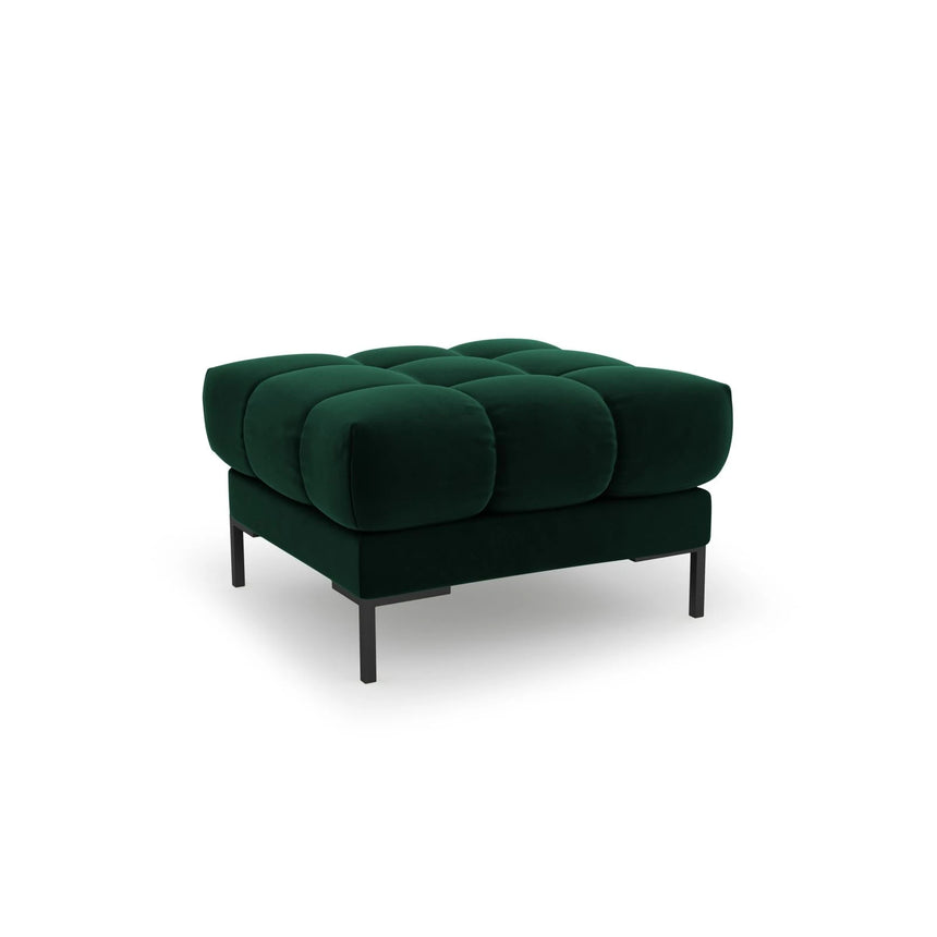 Mamaia Pouf, Metallbeine Schwarz, mit Bezug aus Samt (Blu78) in Flaschengrün, 60x60 cm – Bild 1