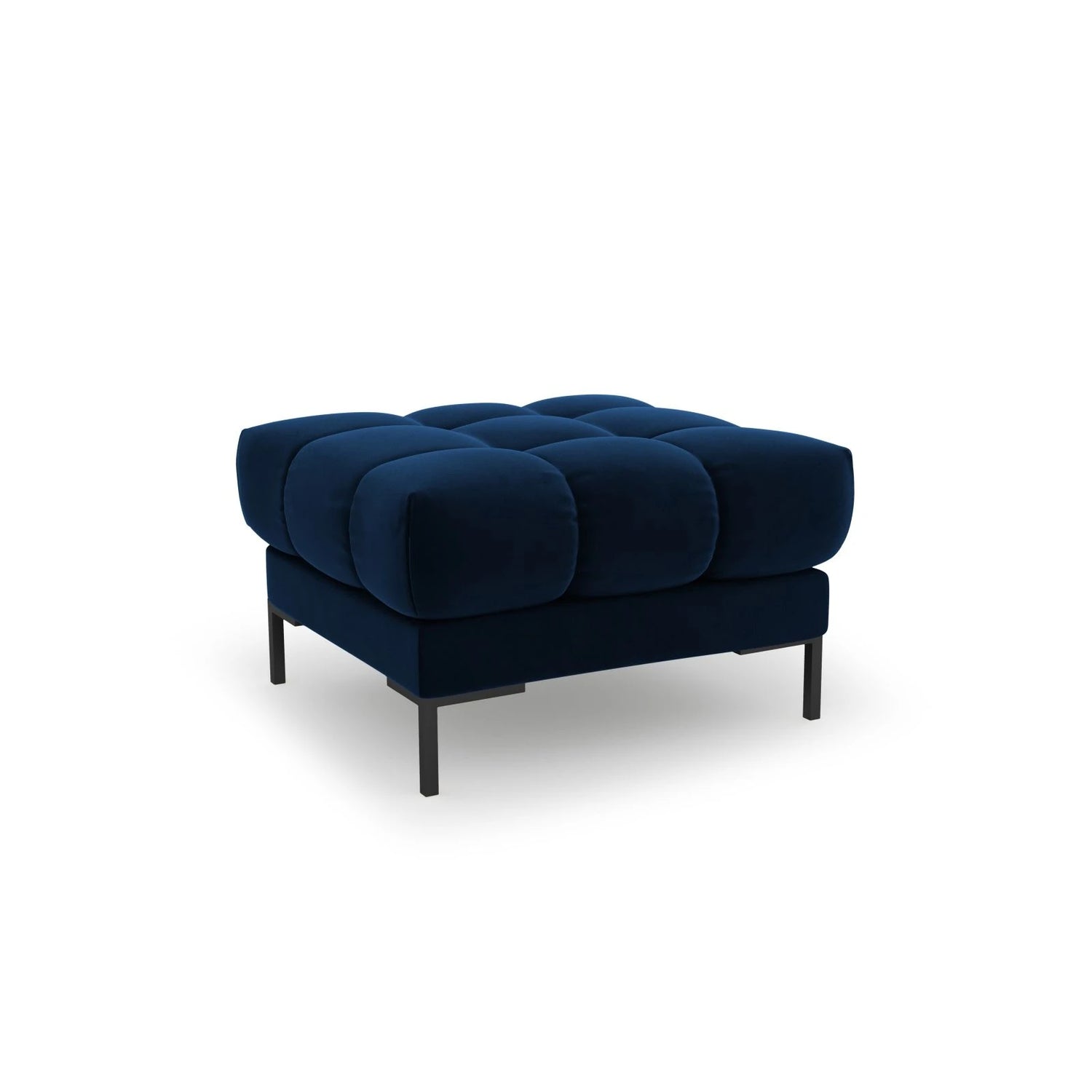 Mamaia Pouf, Metallbeine Schwarz, mit Bezug aus Samt (Blu86) in Königsblau, 60x60 cm – Bild 1