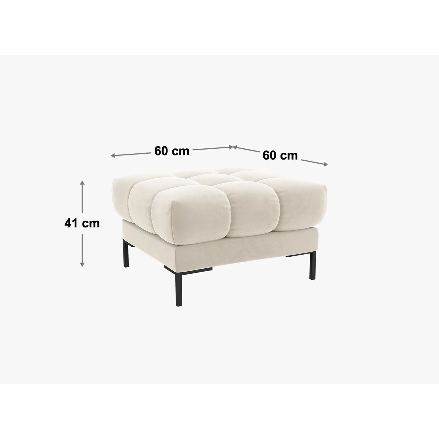 Mamaia Pouf, Metallbeine Schwarz, mit Bezug aus Samt oder Strukturstoff, 60x60 cm – Bild 2