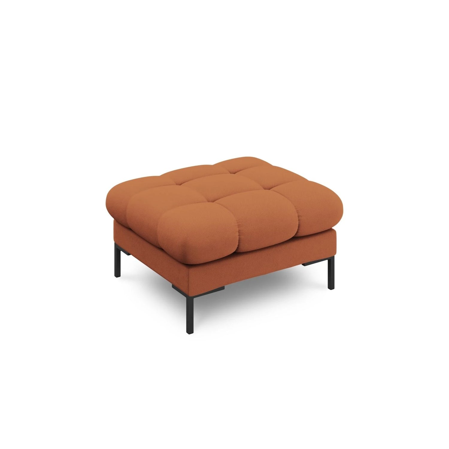 Mamaia Pouf, Metallbeine Schwarz, mit Bezug aus Strukturierter Stoff (Nev52) in Ziegel, 60x60 cm – Bild 1