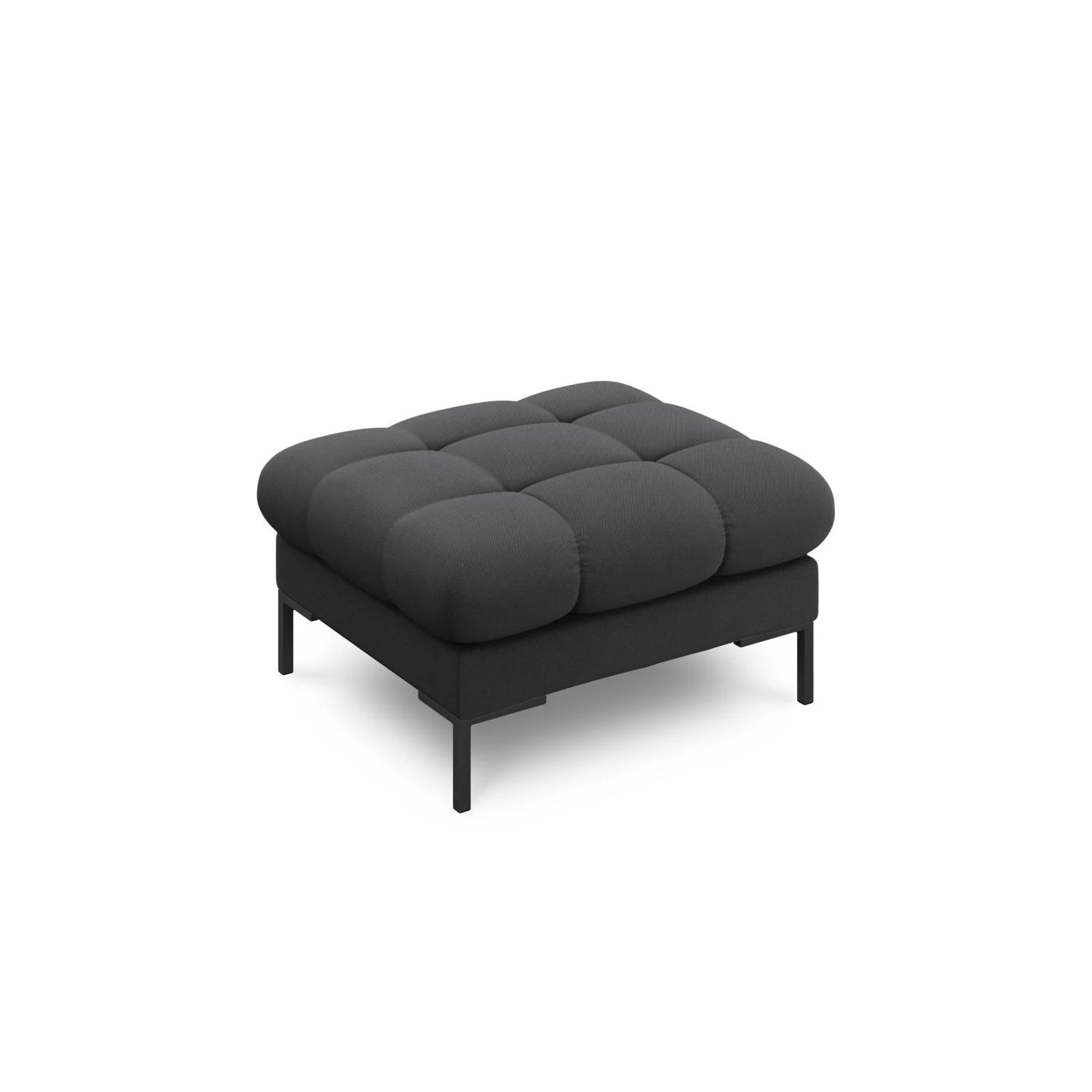 Mamaia Pouf, Metallbeine Schwarz, mit Bezug aus Strukturierter Stoff (Nev97) in Dunkelgrau, 60x60 cm – Bild 1