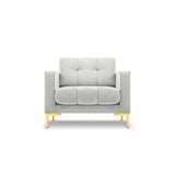 Mamaia Sessel, Beine Goldmetall, mit Bezug aus Samt (Blu03) in Silber, 87x96 cm – Bild 1