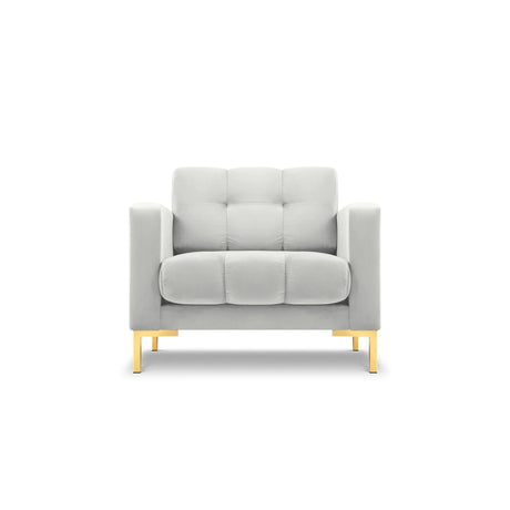 Mamaia Sessel, Beine Goldmetall, mit Bezug aus Samt (Blu03) in Silber, 87x96 cm – Bild 1