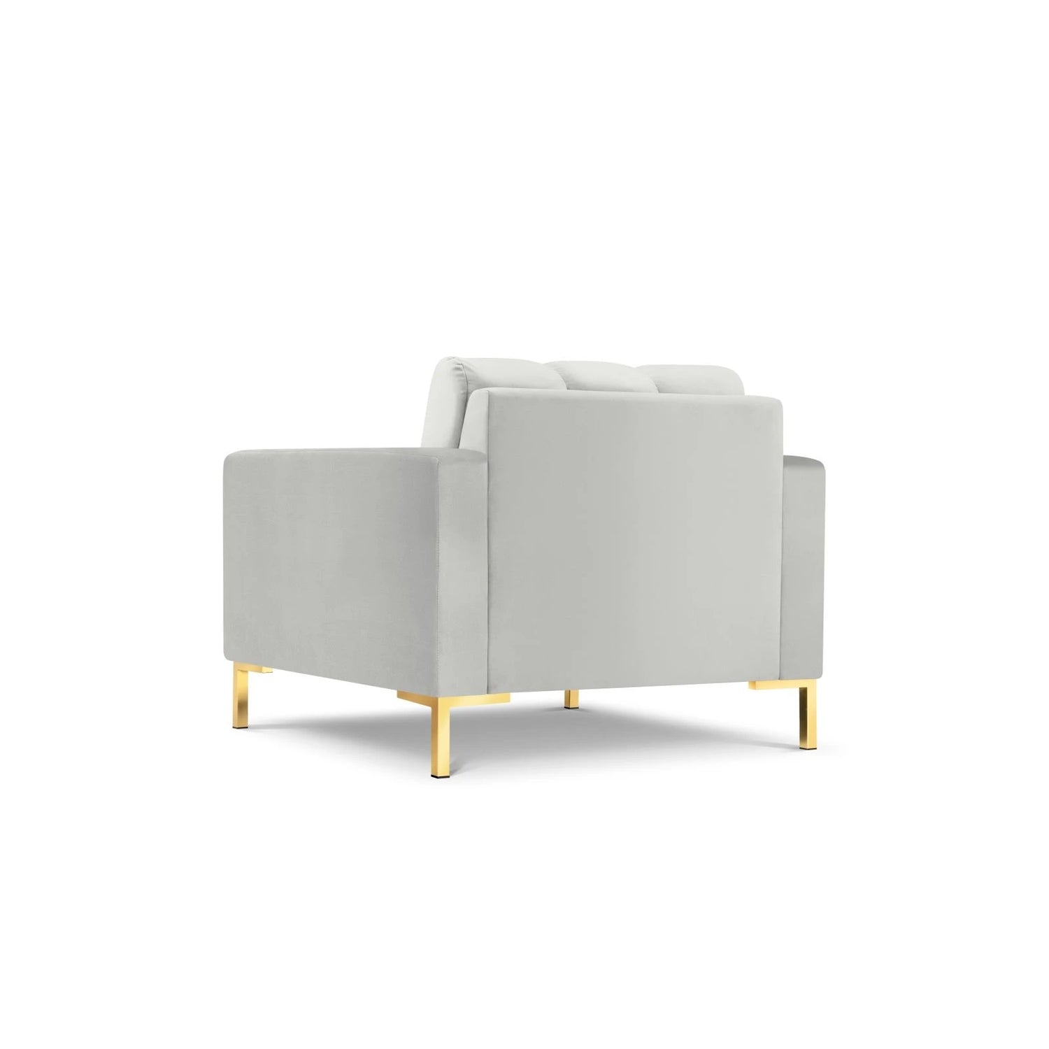 Mamaia Sessel, Beine Goldmetall, mit Bezug aus Samt (Blu03) in Silber, 87x96 cm – Bild 5