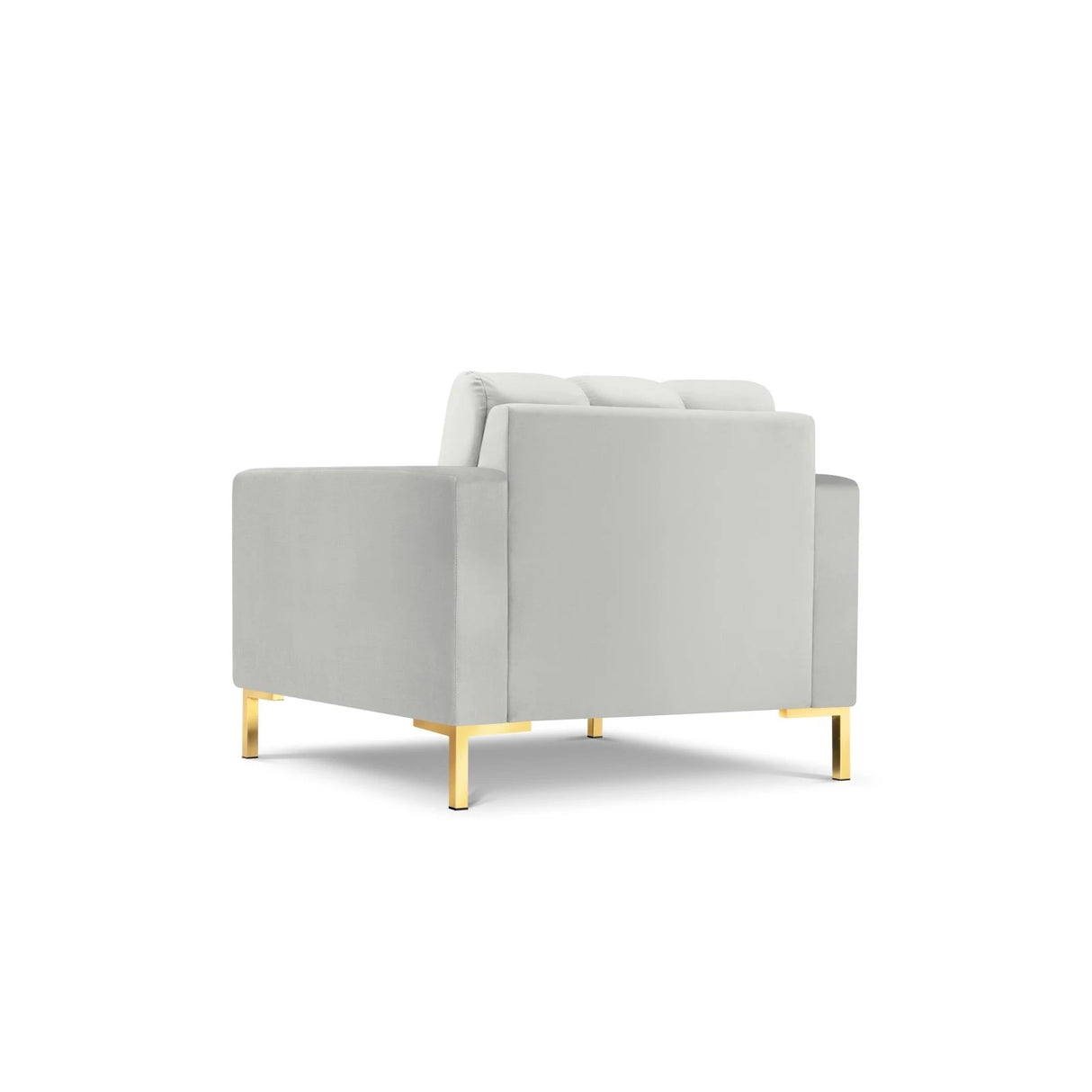 Mamaia Sessel, Beine Goldmetall, mit Bezug aus Samt (Blu03) in Silber, 87x96 cm – Bild 5