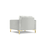 Mamaia Sessel, Beine Goldmetall, mit Bezug aus Samt (Blu03) in Silber, 87x96 cm – Bild 5