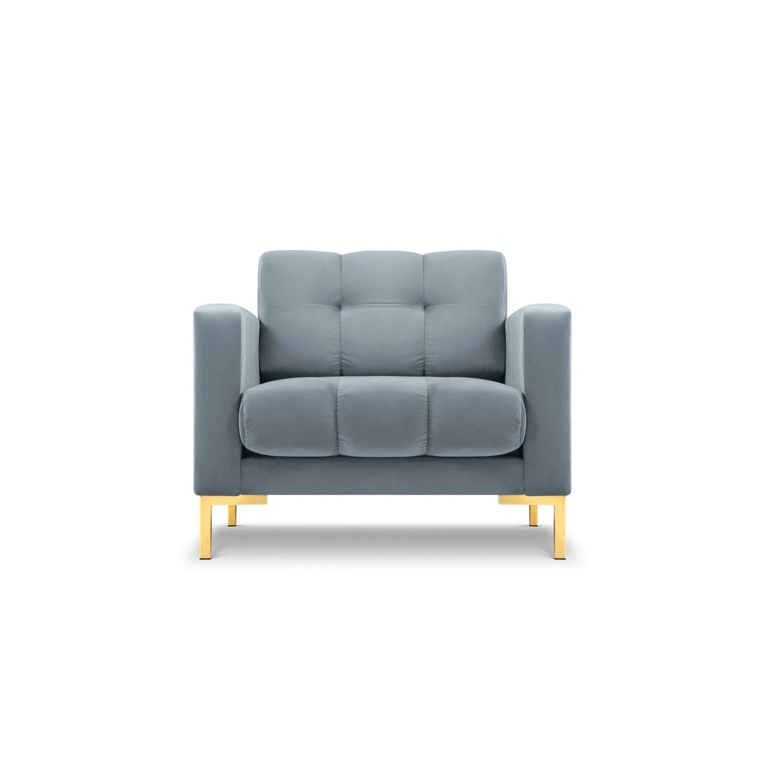 Mamaia Sessel, Beine Goldmetall, mit Bezug aus Samt (Blu06) in Hellblau, 87x96 cm – Bild 1