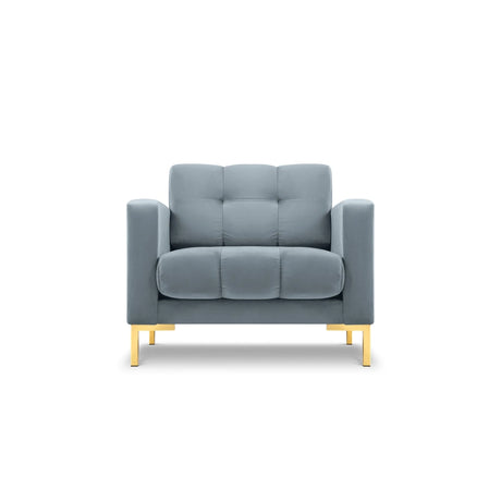 Mamaia Sessel, Beine Goldmetall, mit Bezug aus Samt (Blu06) in Hellblau, 87x96 cm – Bild 1