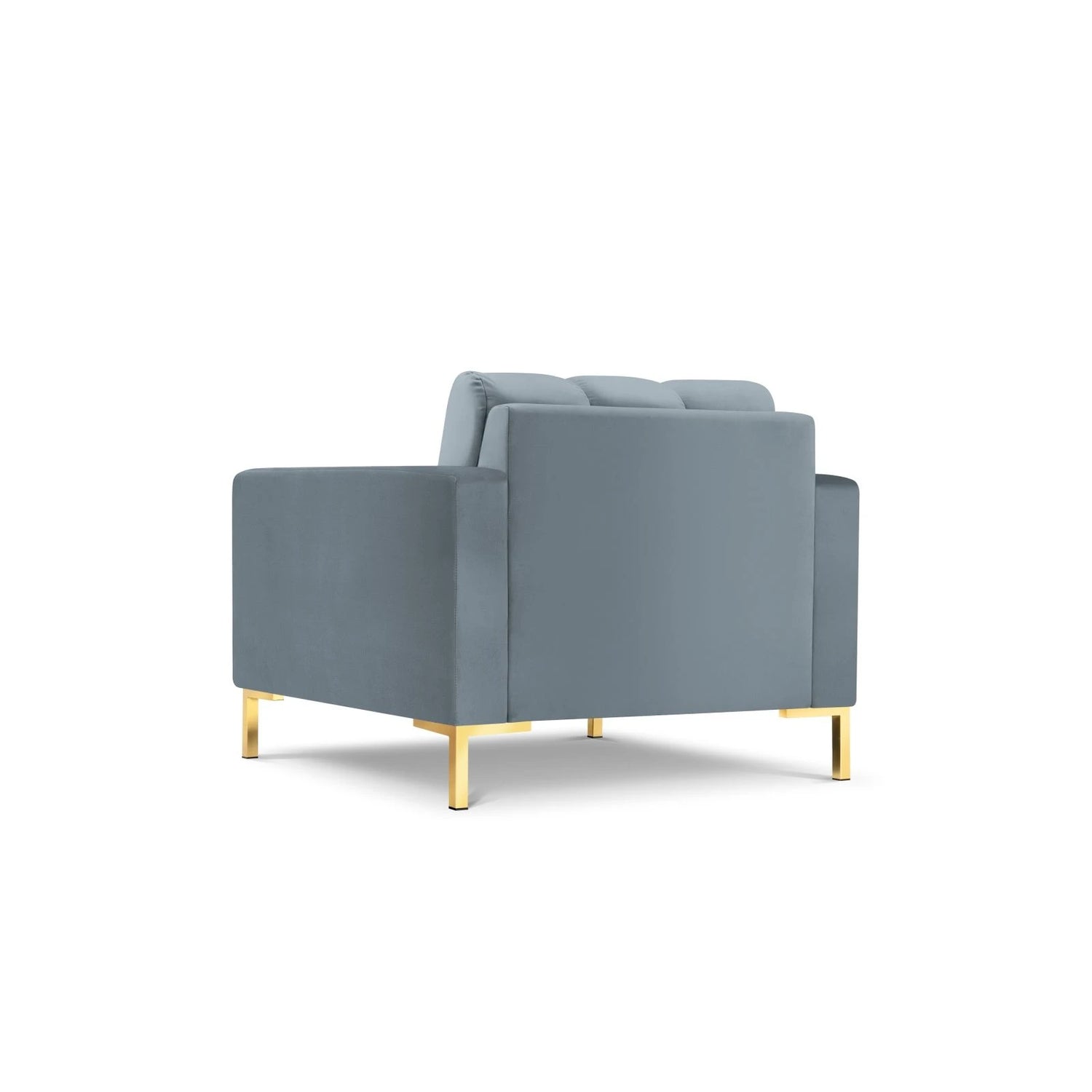 Mamaia Sessel, Beine Goldmetall, mit Bezug aus Samt (Blu06) in Hellblau, 87x96 cm – Bild 5