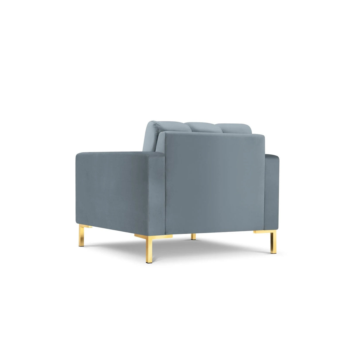 Mamaia Sessel, Beine Goldmetall, mit Bezug aus Samt (Blu06) in Hellblau, 87x96 cm – Bild 5