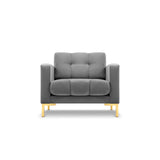 Mamaia Sessel, Beine Goldmetall, mit Bezug aus Samt (Blu13) in Hellgrau, 87x96 cm – Bild 1