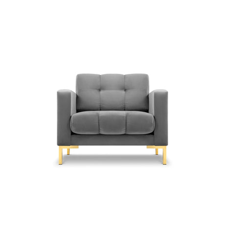 Mamaia Sessel, Beine Goldmetall, mit Bezug aus Samt (Blu13) in Hellgrau, 87x96 cm – Bild 1