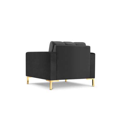 Mamaia Sessel, Beine Goldmetall, mit Bezug aus Samt (Blu18) in Dunkelgrau, 87x96 cm – Bild 5