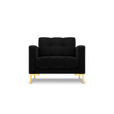 Mamaia Sessel, Beine Goldmetall, mit Bezug aus Samt (Blu19) in Schwarz, 87x96 cm – Bild 1