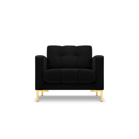 Mamaia Sessel, Beine Goldmetall, mit Bezug aus Samt (Blu19) in Schwarz, 87x96 cm – Bild 1