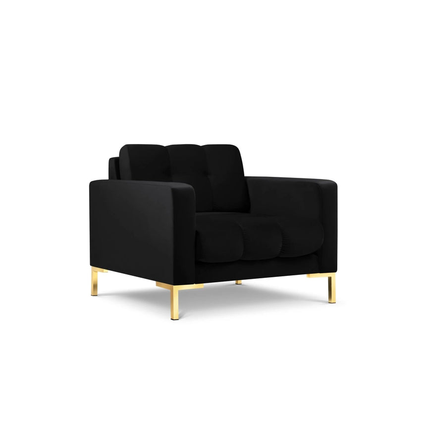 Mamaia Sessel, Beine Goldmetall, mit Bezug aus Samt (Blu19) in Schwarz, 87x96 cm – Bild 4