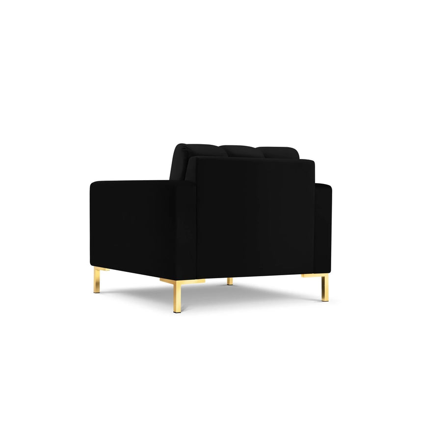 Mamaia Sessel, Beine Goldmetall, mit Bezug aus Samt (Blu19) in Schwarz, 87x96 cm – Bild 5