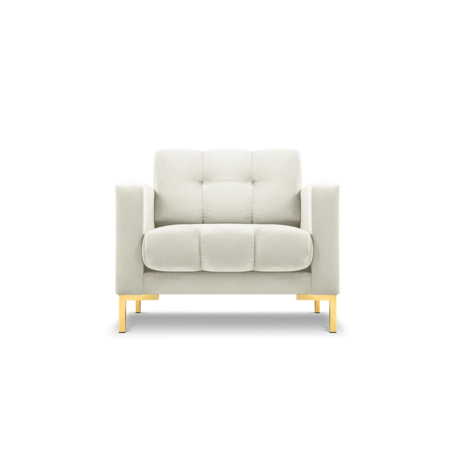 Mamaia Sessel, Beine Goldmetall, mit Bezug aus Samt (Blu22) in Leichtes Beige, 87x96 cm – Bild 1