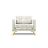 Mamaia Sessel, Beine Goldmetall, mit Bezug aus Samt (Blu22) in Leichtes Beige, 87x96 cm – Bild 1