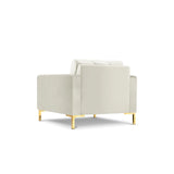 Mamaia Sessel, Beine Goldmetall, mit Bezug aus Samt (Blu22) in Leichtes Beige, 87x96 cm – Bild 5