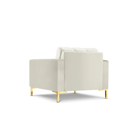 Mamaia Sessel, Beine Goldmetall, mit Bezug aus Samt (Blu22) in Leichtes Beige, 87x96 cm – Bild 5
