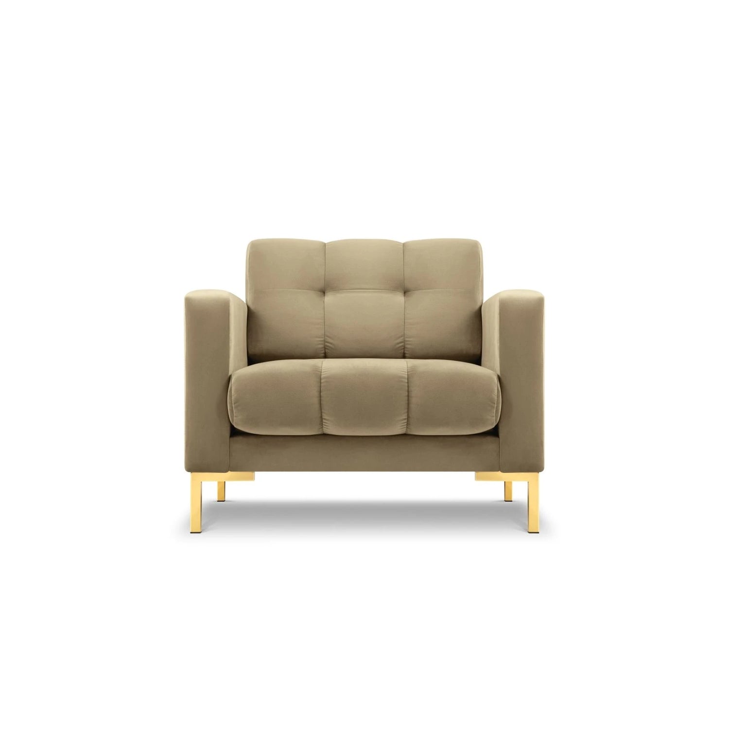 Mamaia Sessel, Beine Goldmetall, mit Bezug aus Samt (Blu28) in Beige, 87x96 cm – Bild 1