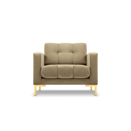 Mamaia Sessel, Beine Goldmetall, mit Bezug aus Samt (Blu28) in Beige, 87x96 cm – Bild 1