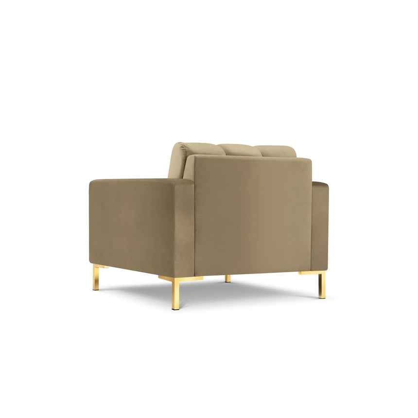 Mamaia Sessel, Beine Goldmetall, mit Bezug aus Samt (Blu28) in Beige, 87x96 cm – Bild 5