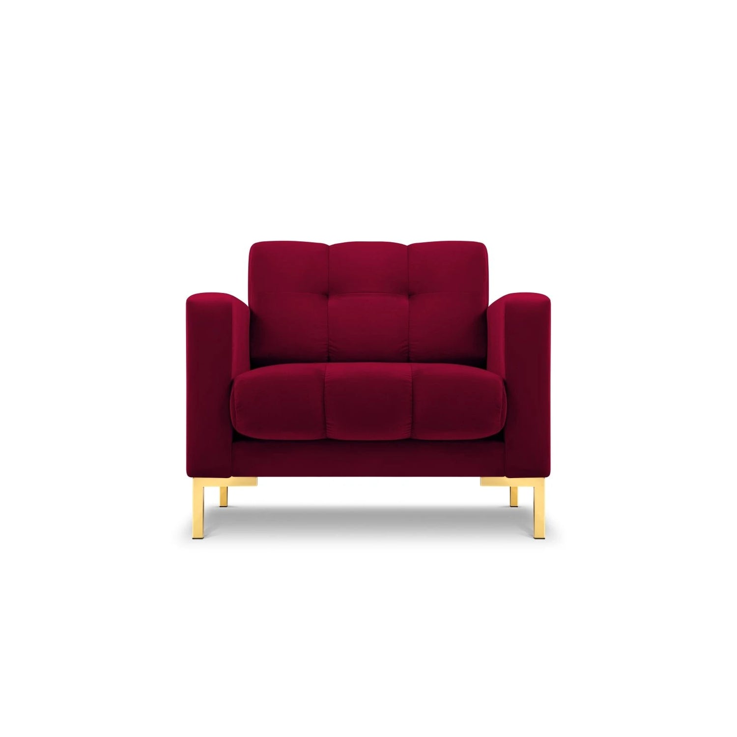 Mamaia Sessel, Beine Goldmetall, mit Bezug aus Samt (Blu59) in Rot, 87x96 cm – Bild 1