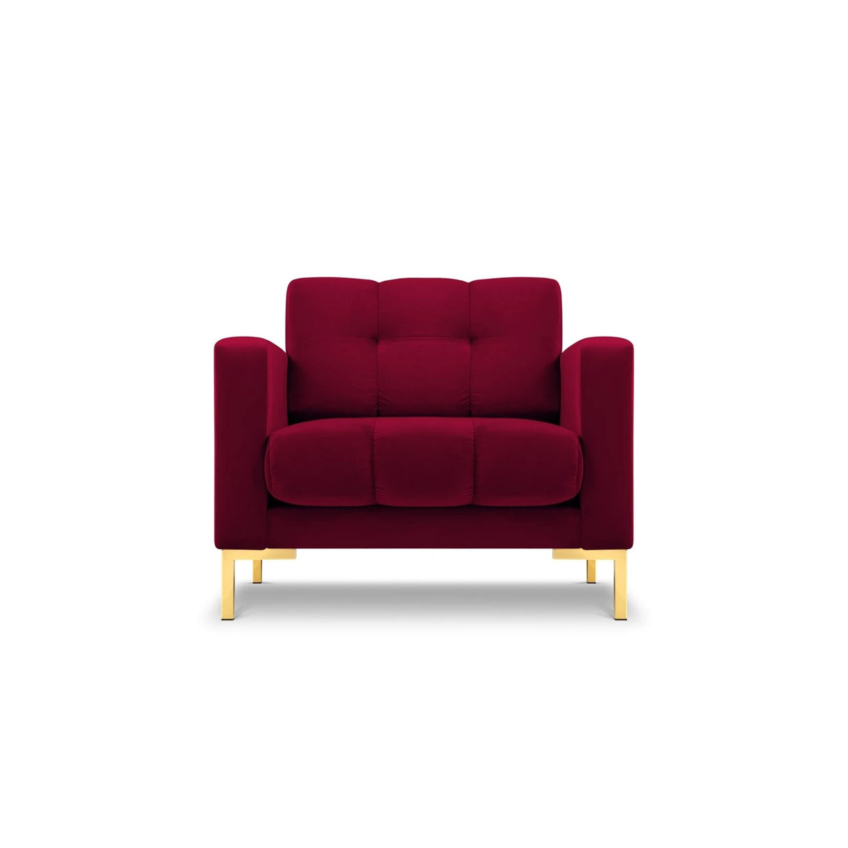 Mamaia Sessel, Beine Goldmetall, mit Bezug aus Samt (Blu59) in Rot, 87x96 cm – Bild 1