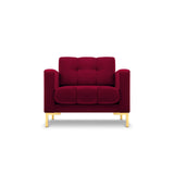 Mamaia Sessel, Beine Goldmetall, mit Bezug aus Samt (Blu59) in Rot, 87x96 cm – Bild 1