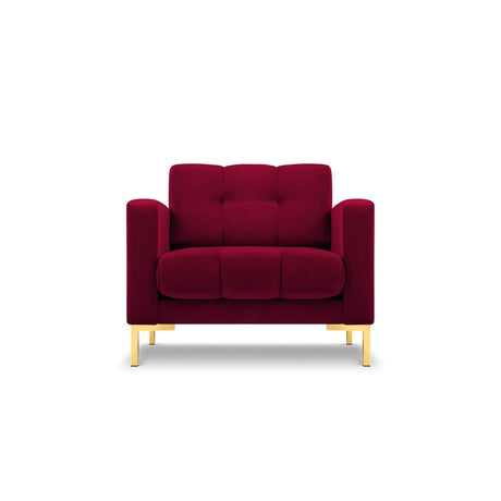 Mamaia Sessel, Beine Goldmetall, mit Bezug aus Samt (Blu59) in Rot, 87x96 cm – Bild 1