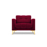 Mamaia Sessel, Beine Goldmetall, mit Bezug aus Samt (Blu59) in Rot, 87x96 cm – Bild 1