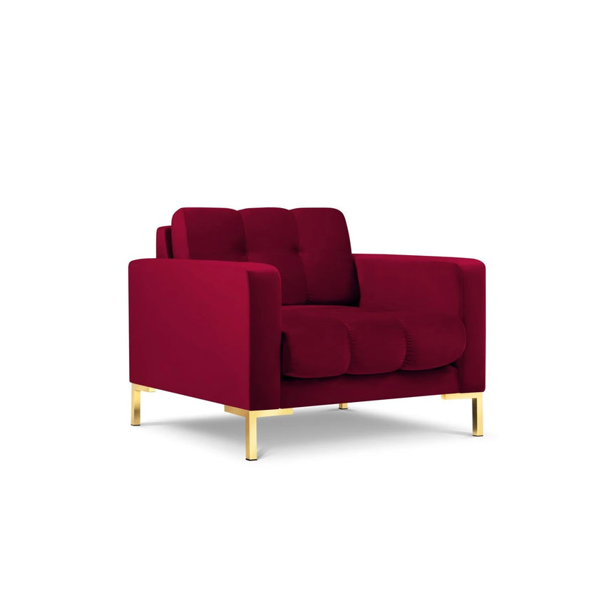 Mamaia Sessel, Beine Goldmetall, mit Bezug aus Samt (Blu59) in Rot, 87x96 cm – Bild 4