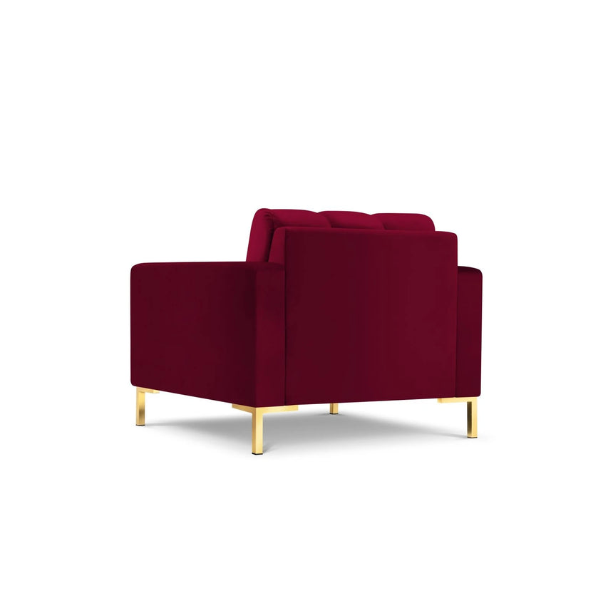 Mamaia Sessel, Beine Goldmetall, mit Bezug aus Samt (Blu59) in Rot, 87x96 cm – Bild 5