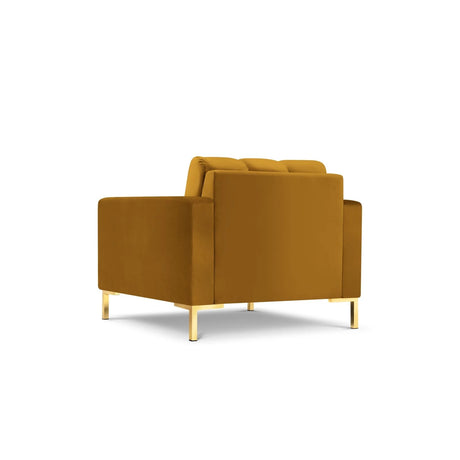 Mamaia Sessel, Beine Goldmetall, mit Bezug aus Samt (Blu68) in Gelb, 87x96 cm – Bild 5